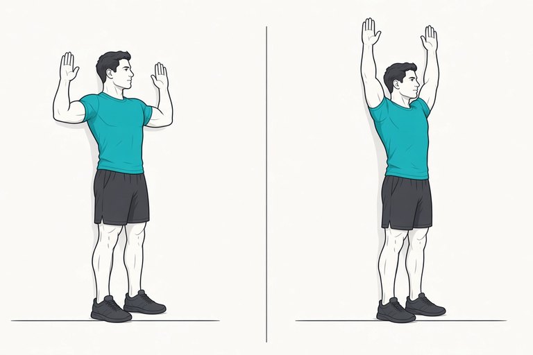 Wall slides: arms in a W against the wall (left) and arms slid up into a Y (right).